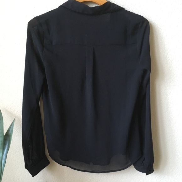 Forever 21 Button Down with Velvet Trim - Picture 2 of 3